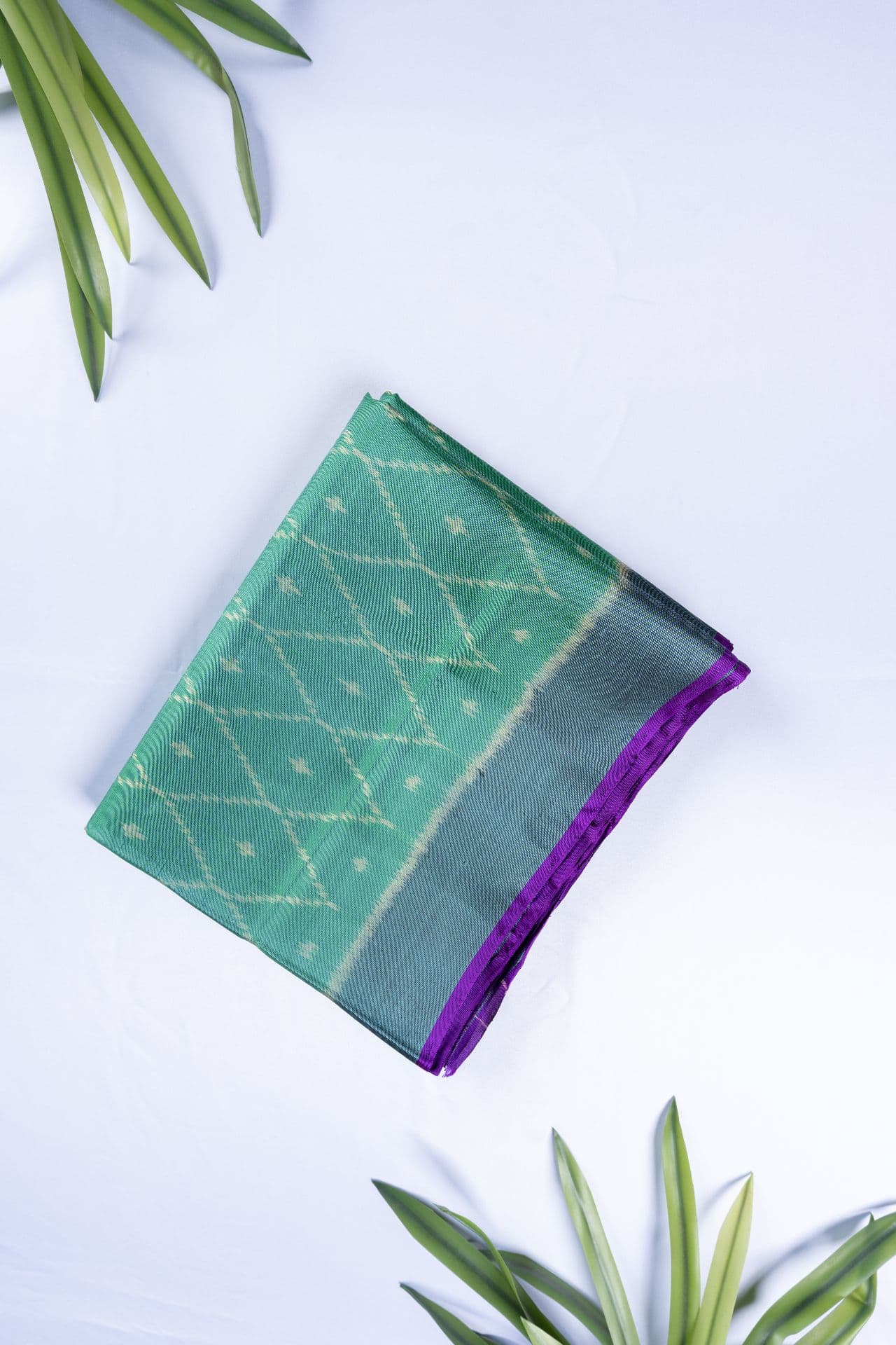 Seafoam & Slate Raw Silk Ikat Symphony Saree Buy authentic handloom patola silk saree