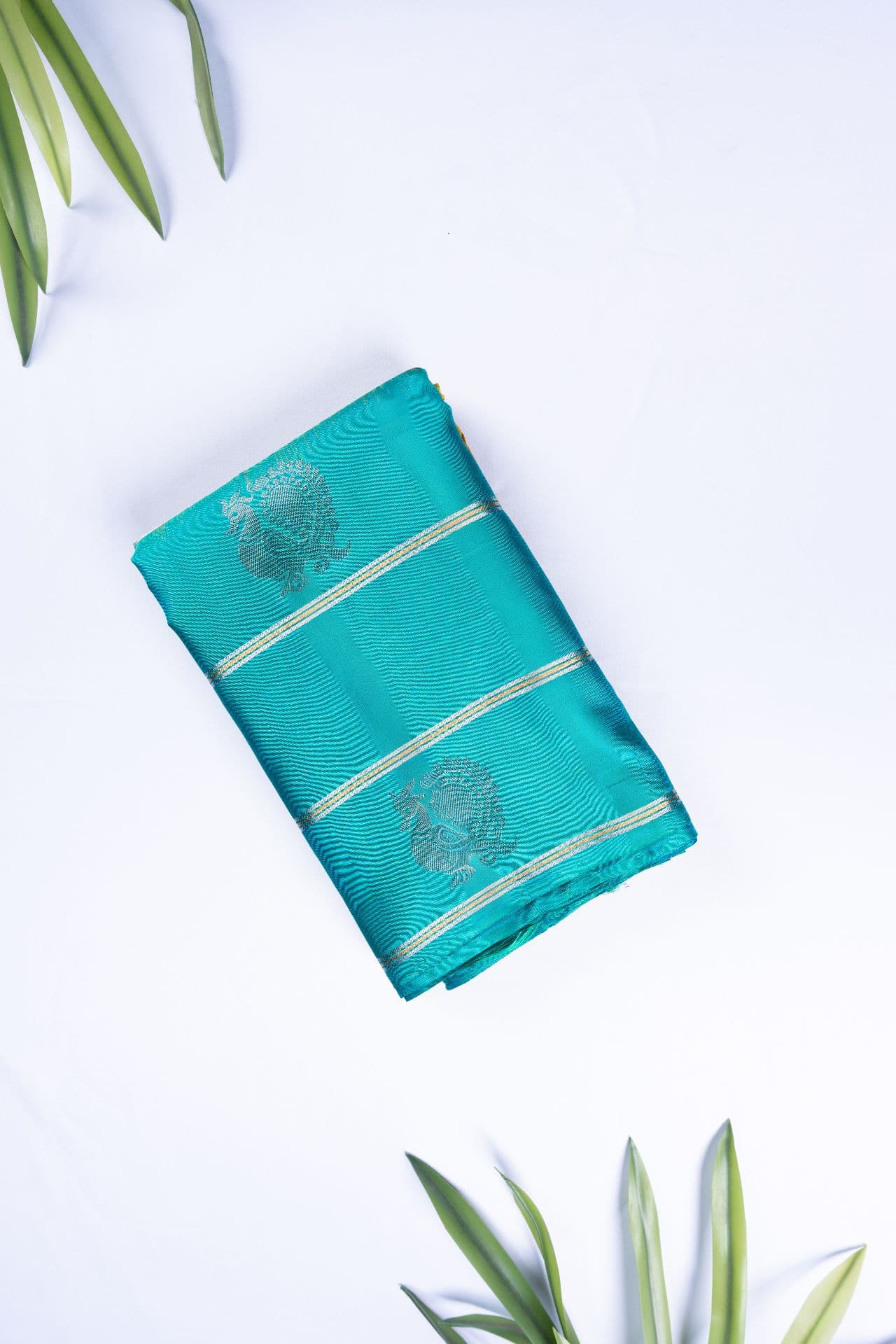 Teal Blue & Mustard Vintage Checked Kanjivaram Saree Buy authentic handloom soft silk saree