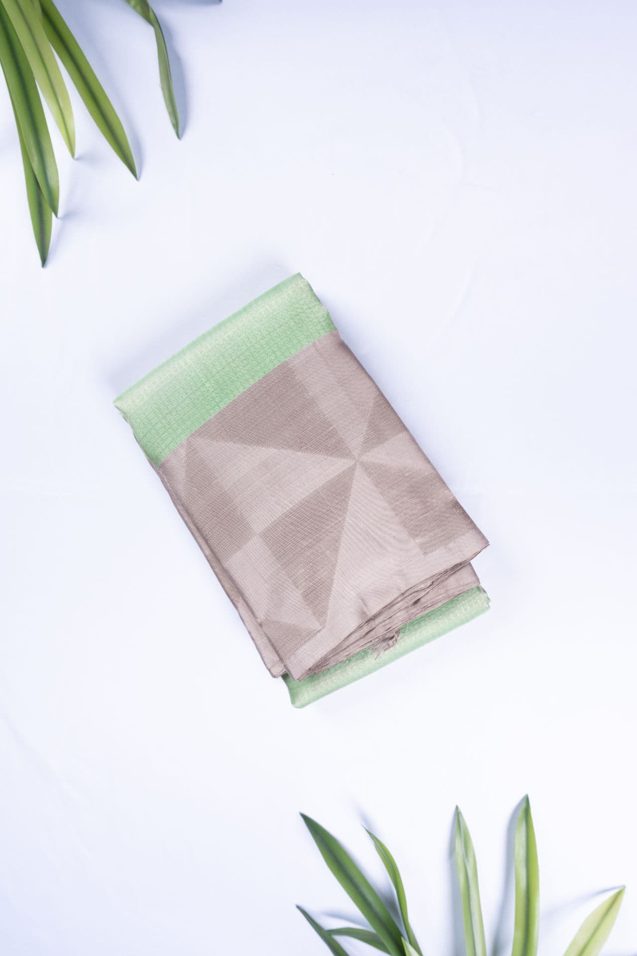Sage Green & Silver Gold Geometric Heritage Saree Buy authentic handloom soft silk saree